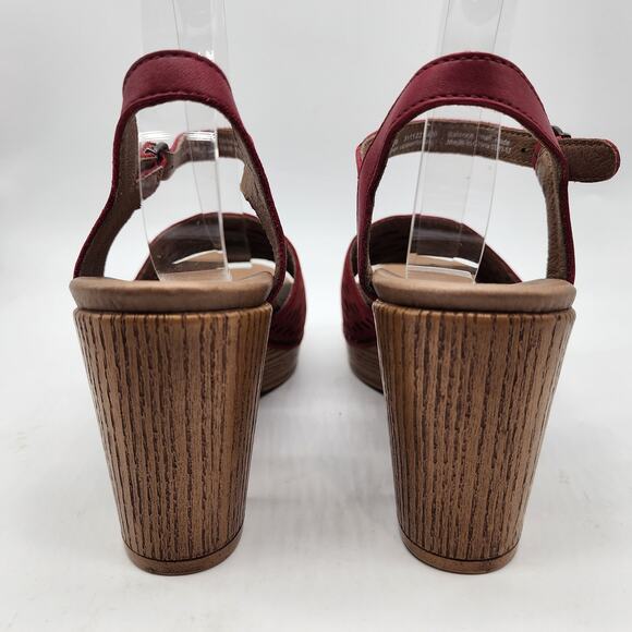 Dansko Denita Red Perforated Nubuck Slingback Platform Sandals EU 38 US 7.5-8 - Picture 5 of 7